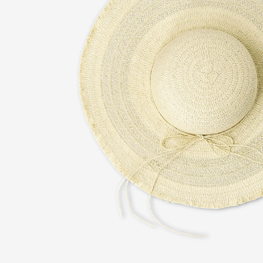 Summer straw hat with bow for adults - One size - Image 3