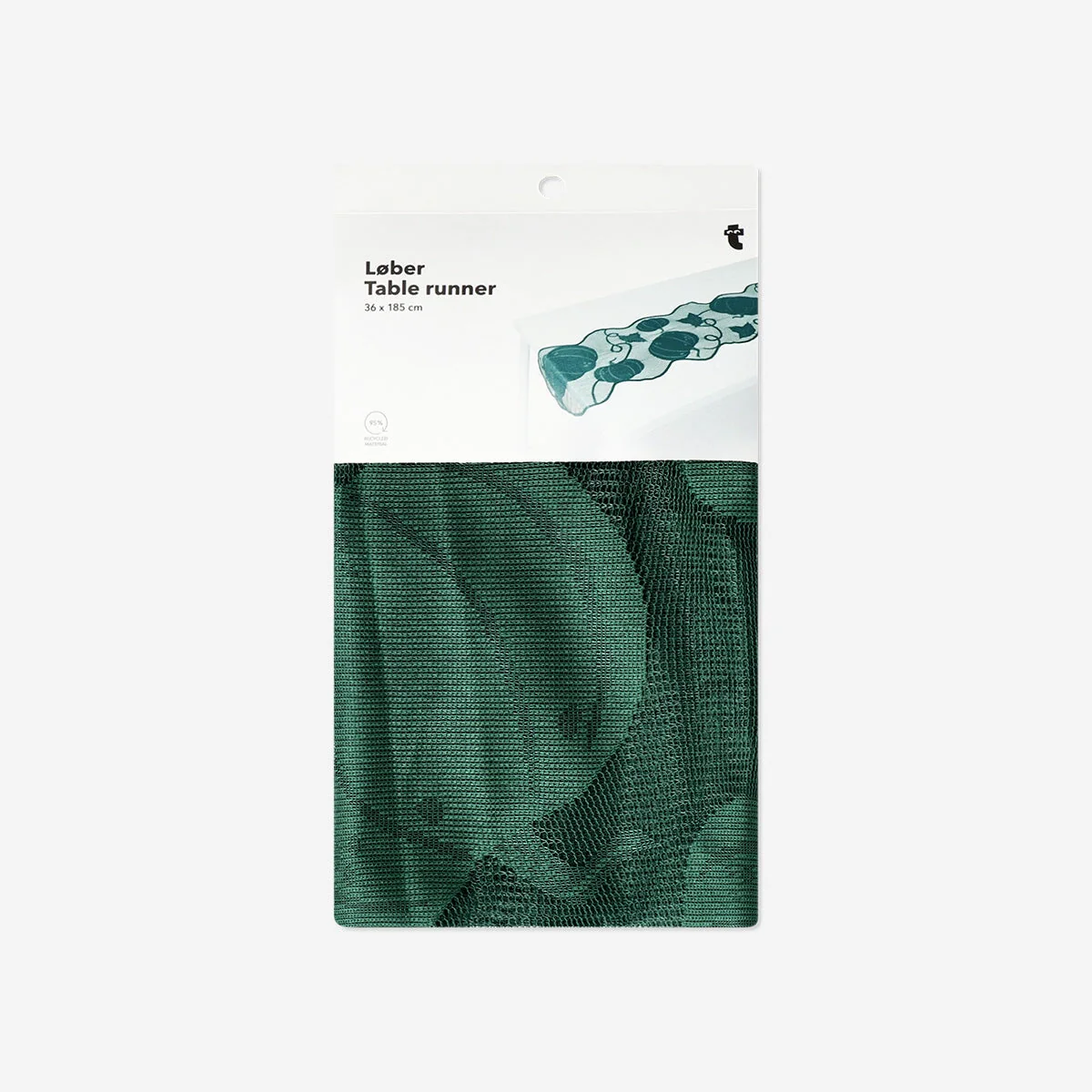 Green table runner with pumpkin print - Image 3