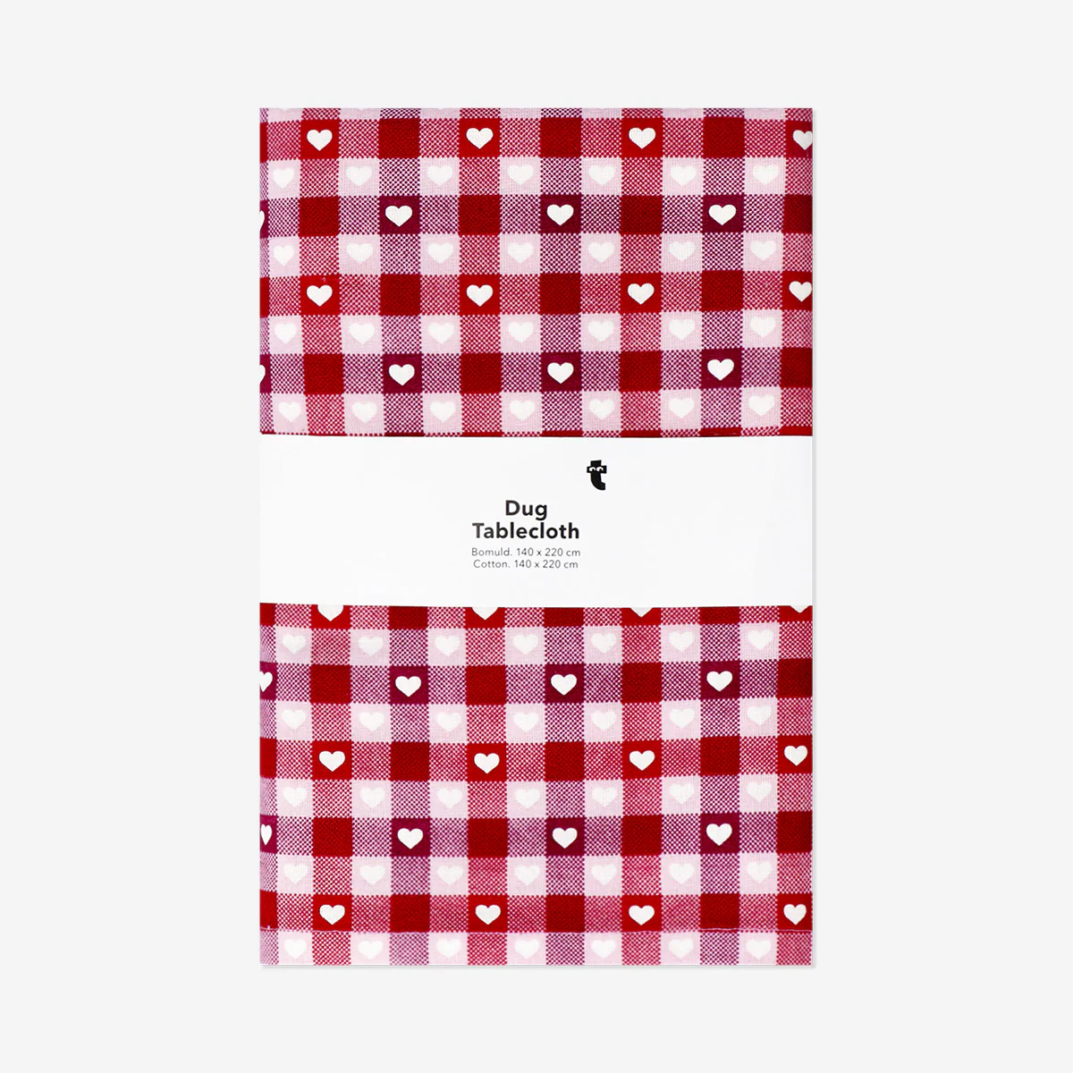 Tablecloth with checks and hearts - 140x220 cm