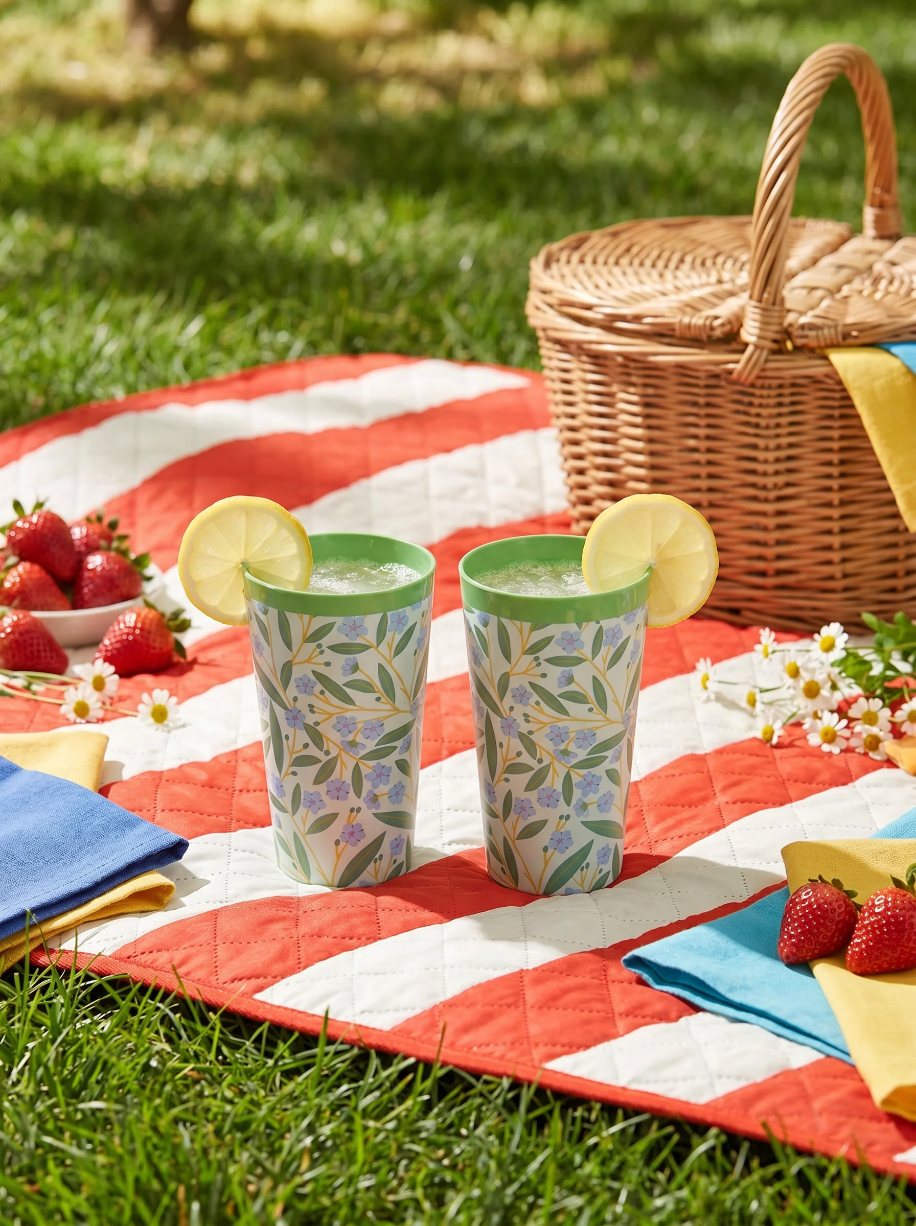 Tall reusable cups with summer print - 2 pcs