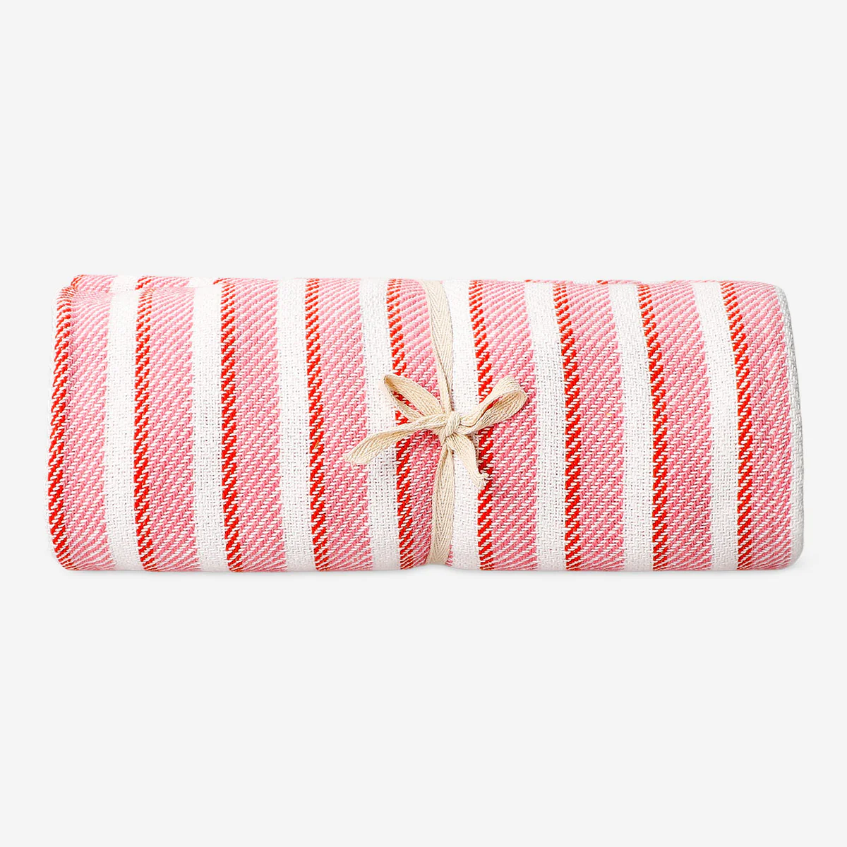 Throw blanket with pink stripes and fringes - 120x170 cm