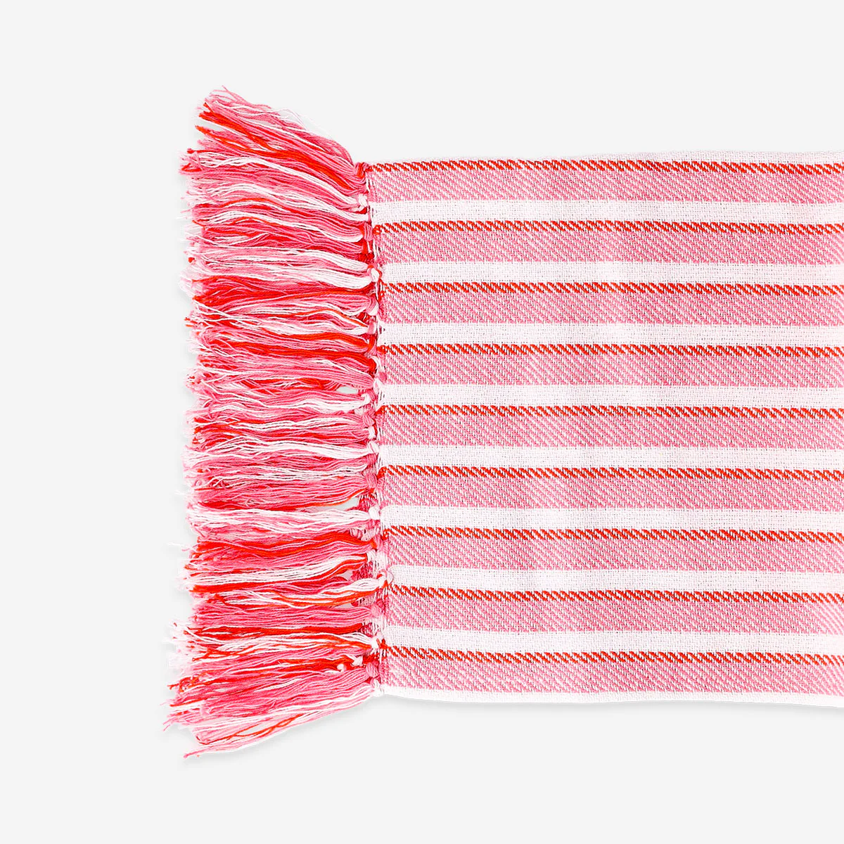 Throw blanket with pink stripes and fringes - 120x170 cm - Image 3