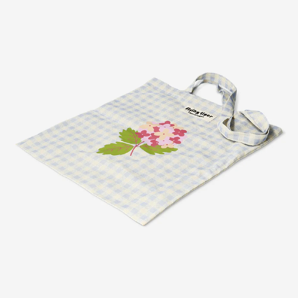 Tote bag - Flowers and checks print - Image 3