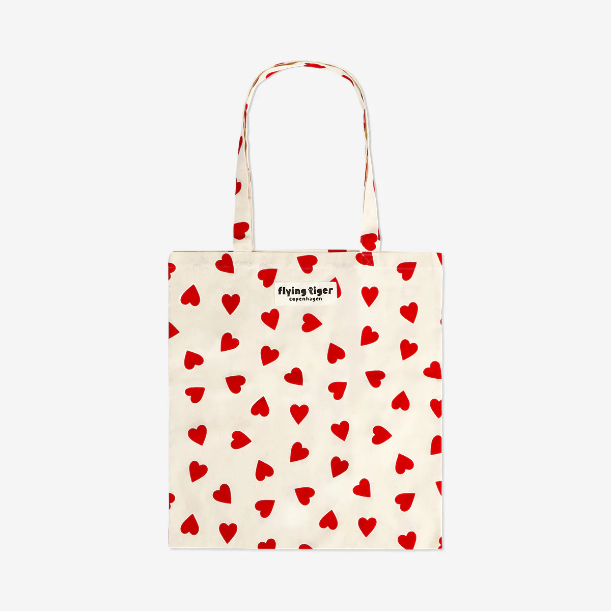 Tote bag with red hearts
