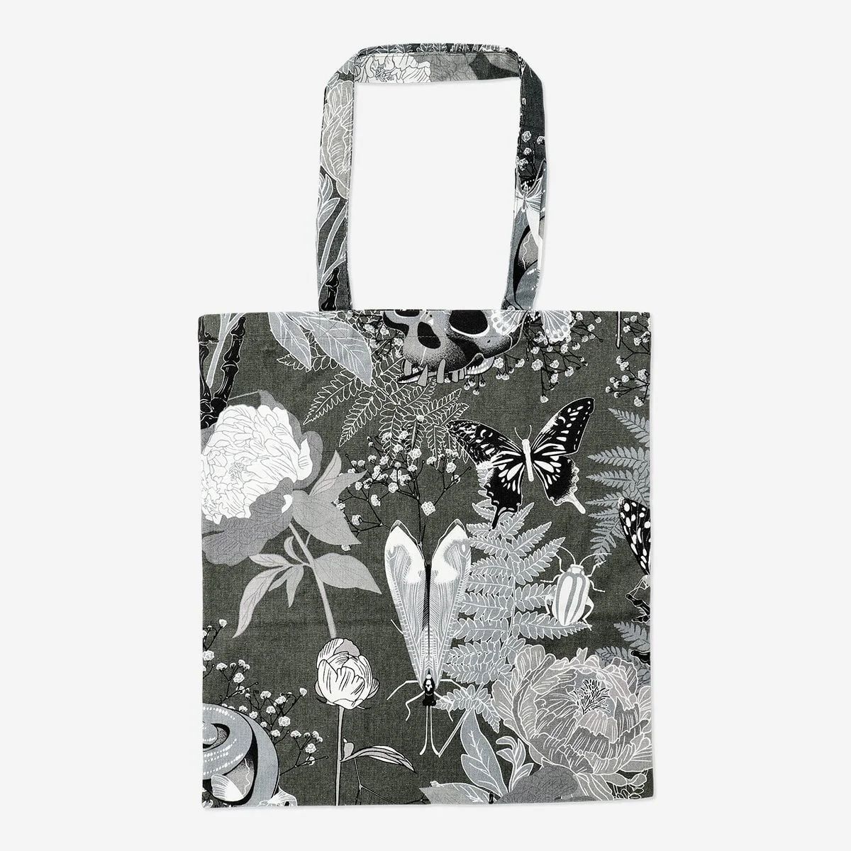 Tote Bag with Skull and Flowers - Image 2