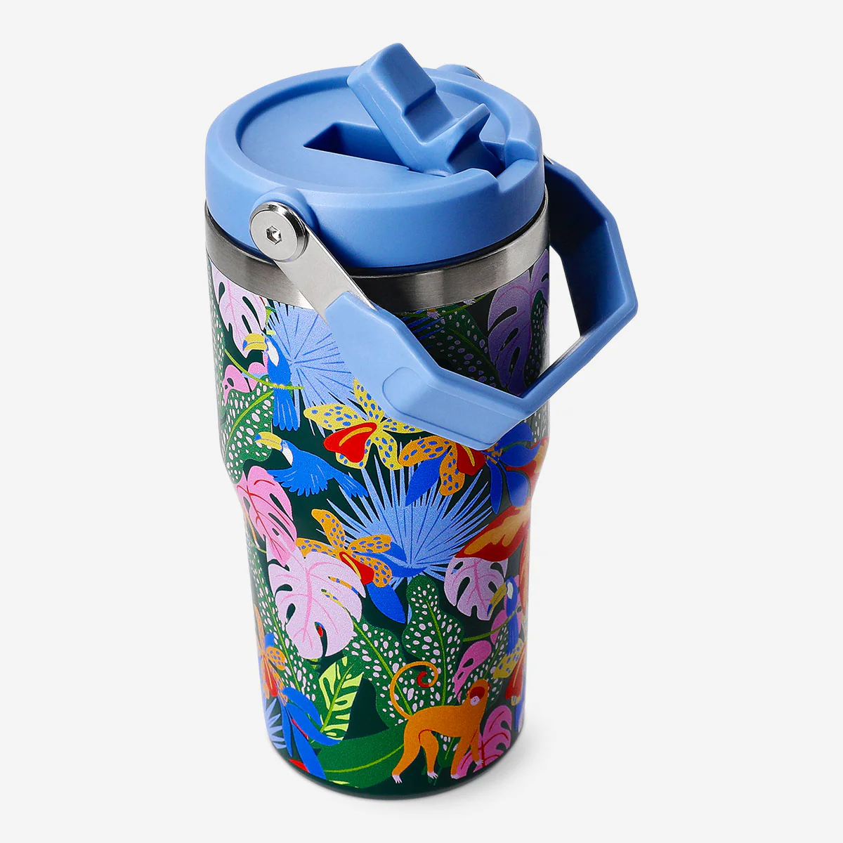 Tumbler with lid and straw - Jungle print - 600 ml - Image 2
