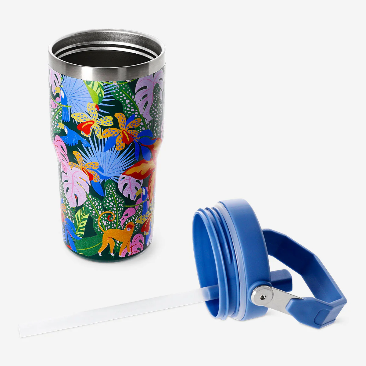 Tumbler with lid and straw - Jungle print - 600 ml - Image 3