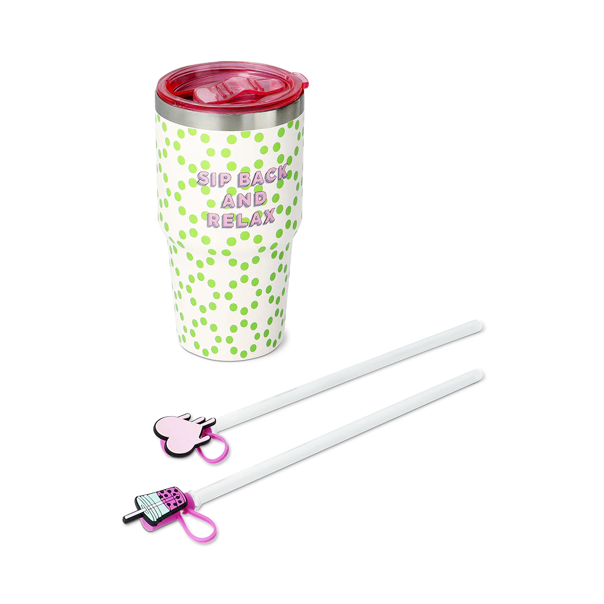 Tumbler with straw and icon straw covers - 3 pcs