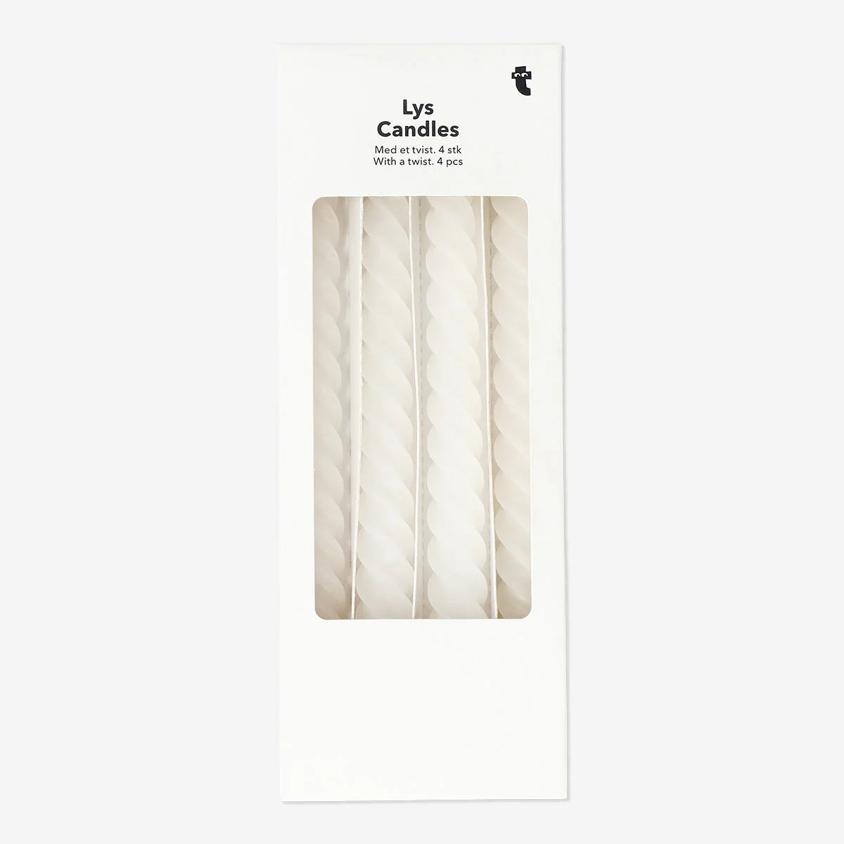 Twisted Dinner Candles in White - 4 pcs