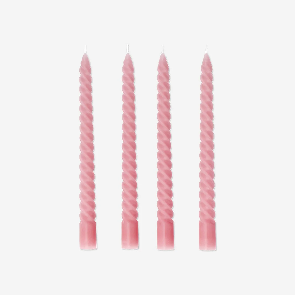 Twisted pink dinner candles - 4 pcs - Image 2