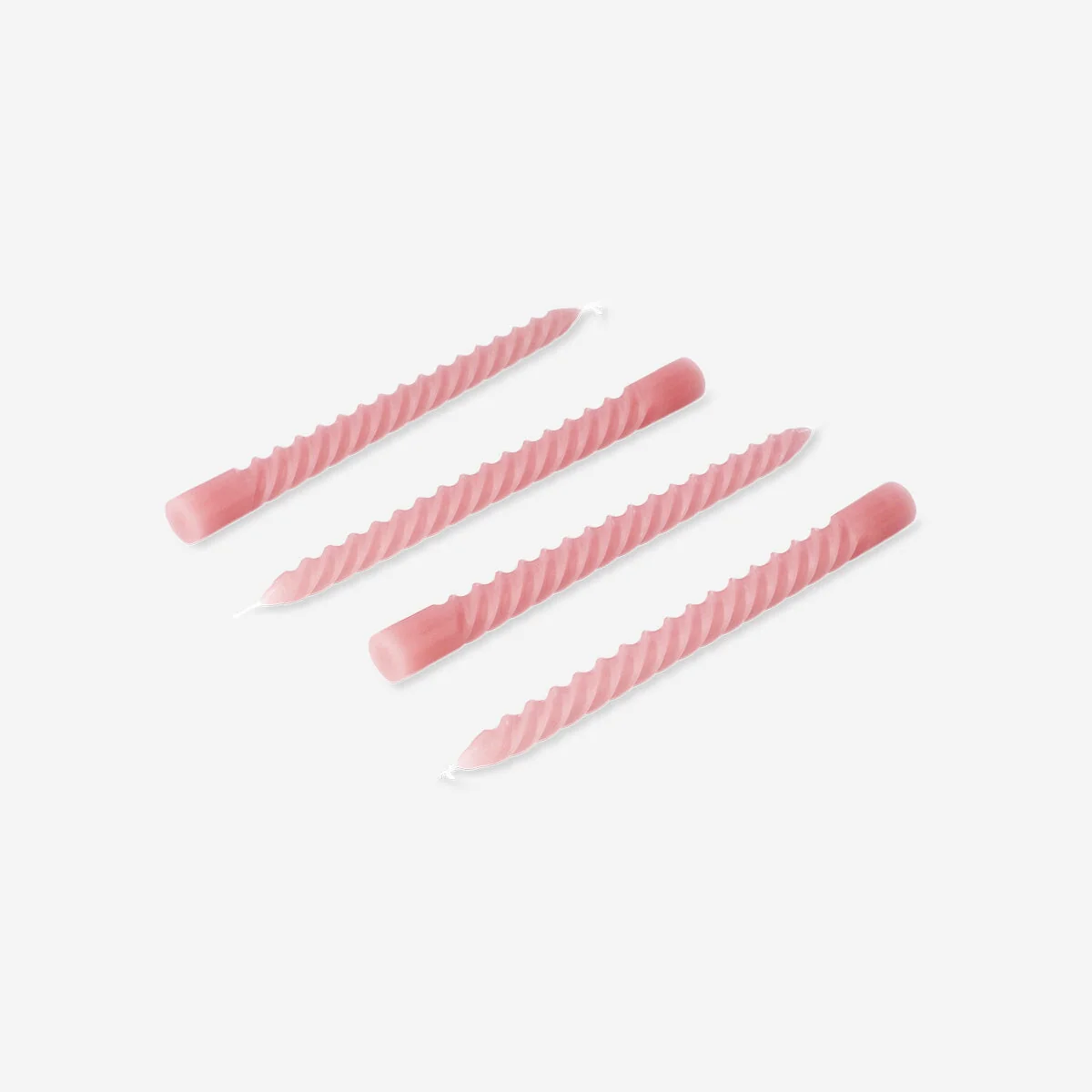 Twisted pink dinner candles - 4 pcs - Image 3