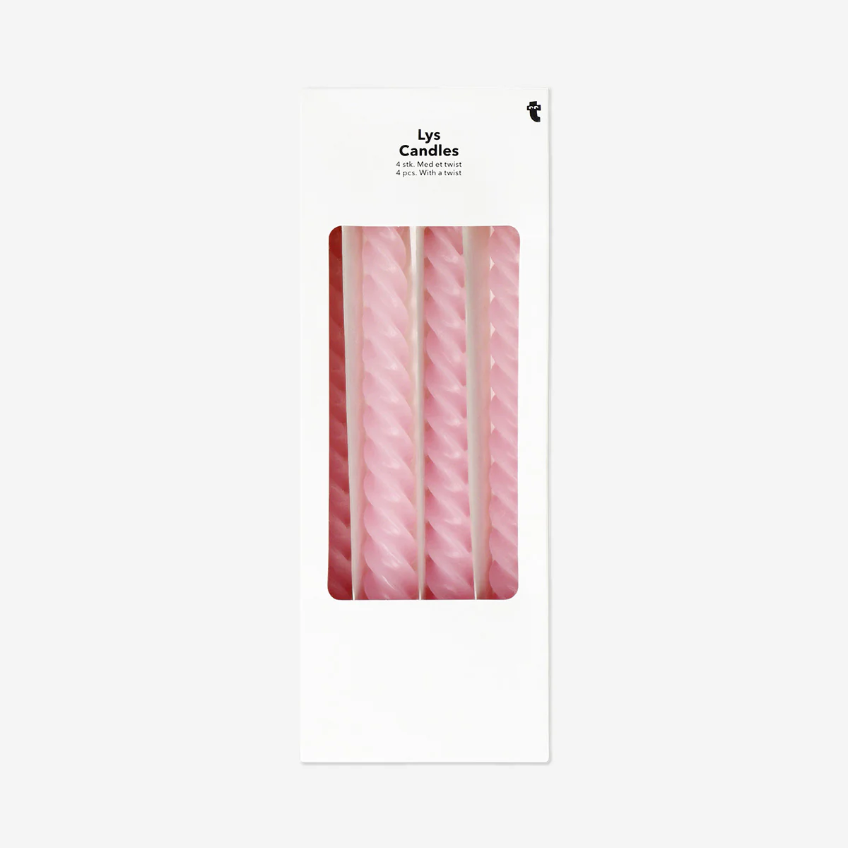 Twisted pink dinner candles - 4 pcs - Image 3