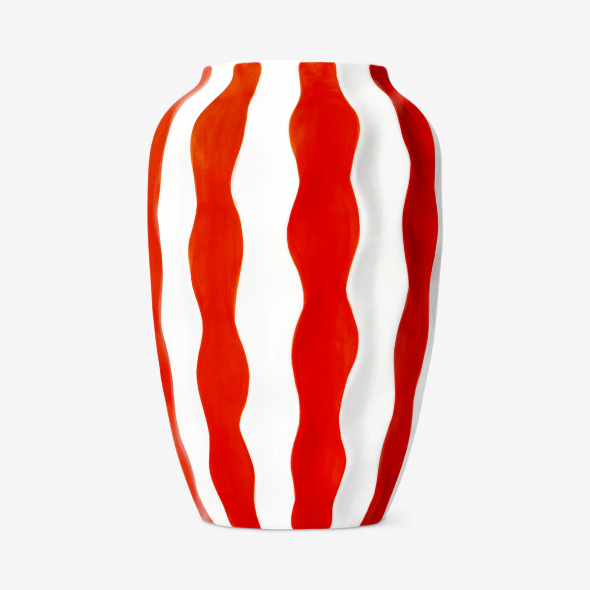 Vase with wavy red stripes - 18 cm - Image 2