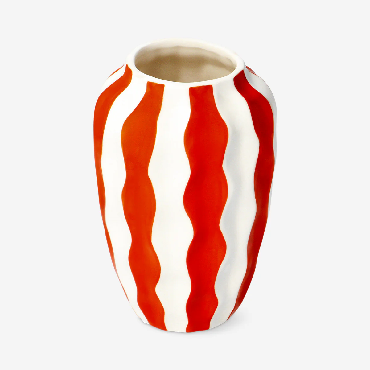 Vase with wavy red stripes - 18 cm - Image 3