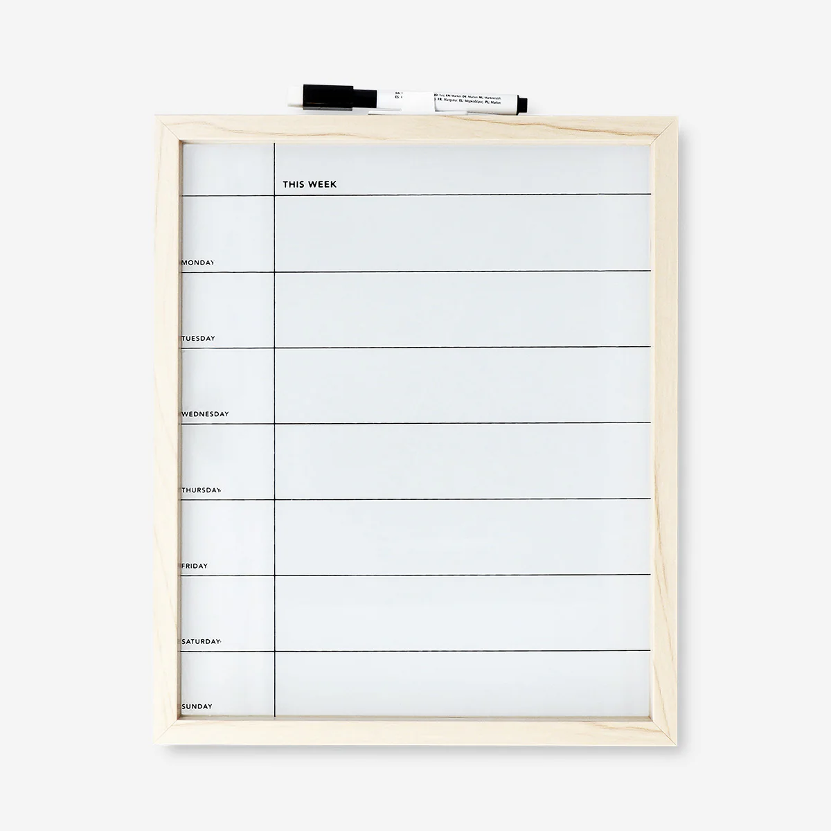 Weekly planner board with marker