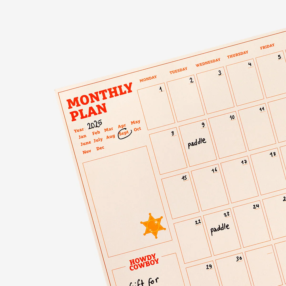 Western themed monthly planner - Image 3