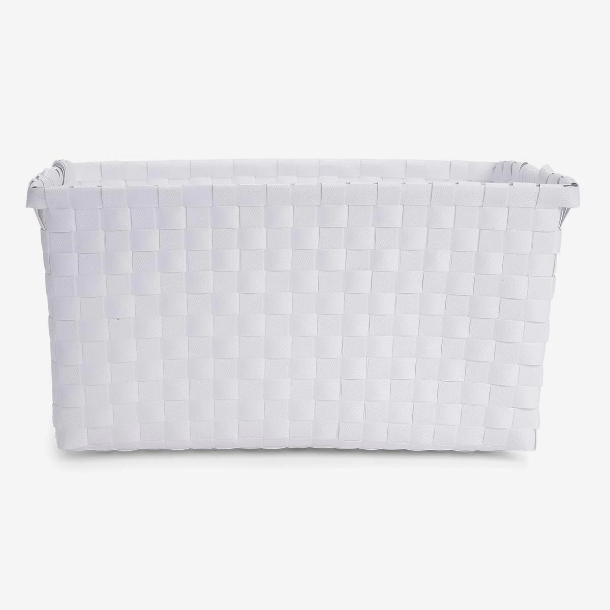 White Storage Basket in Braided Plastic - Image 2