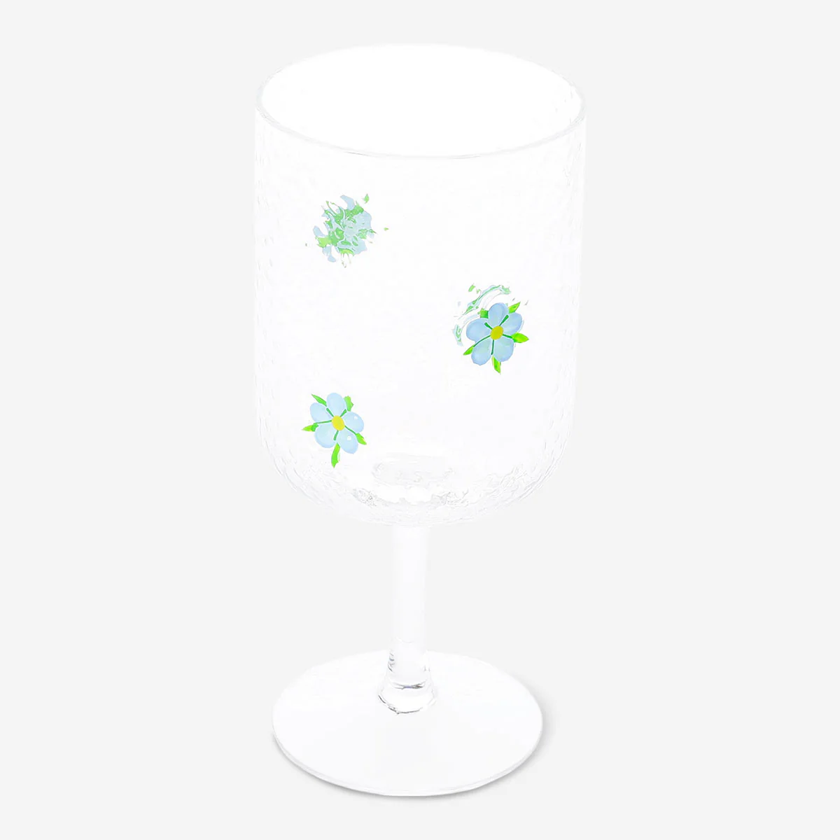 Wine glass with blue embossed flowers - 350 ml - Image 3