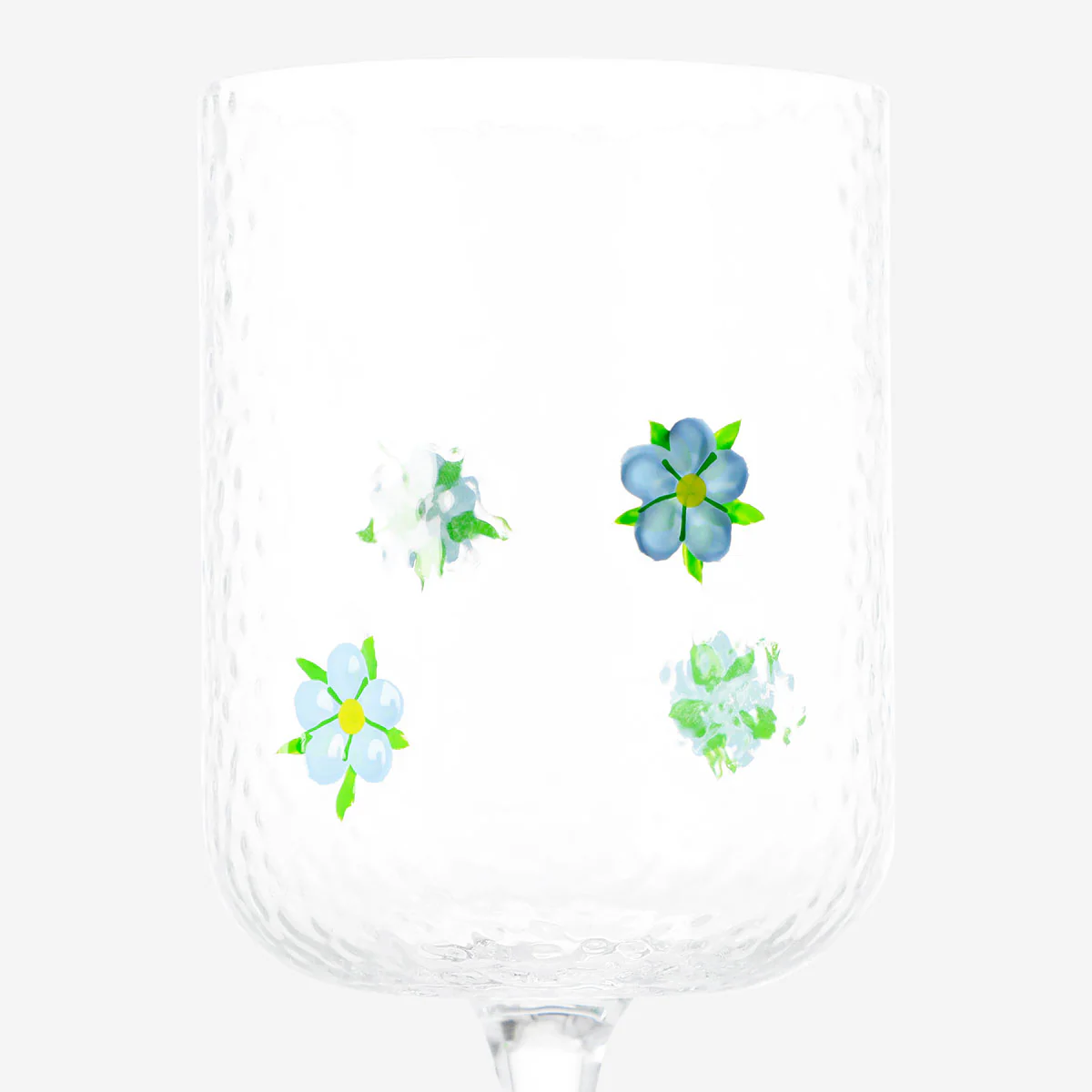Wine glass with blue embossed flowers - 350 ml - Image 4