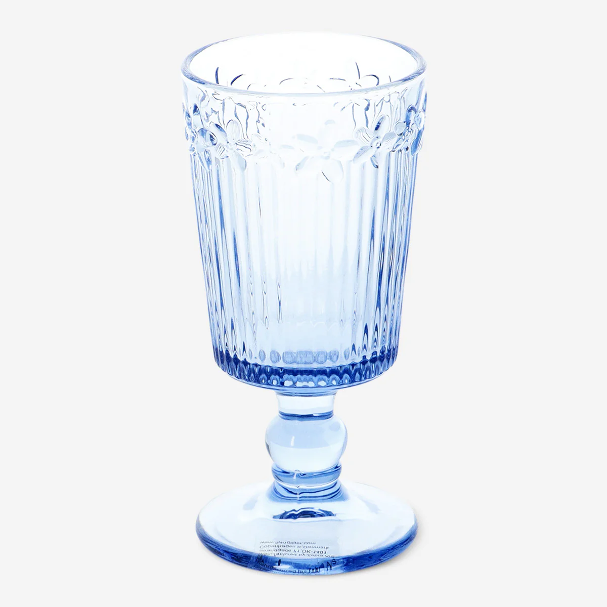 Blue wine glass with embossed flowers - 250 ml - Image 3