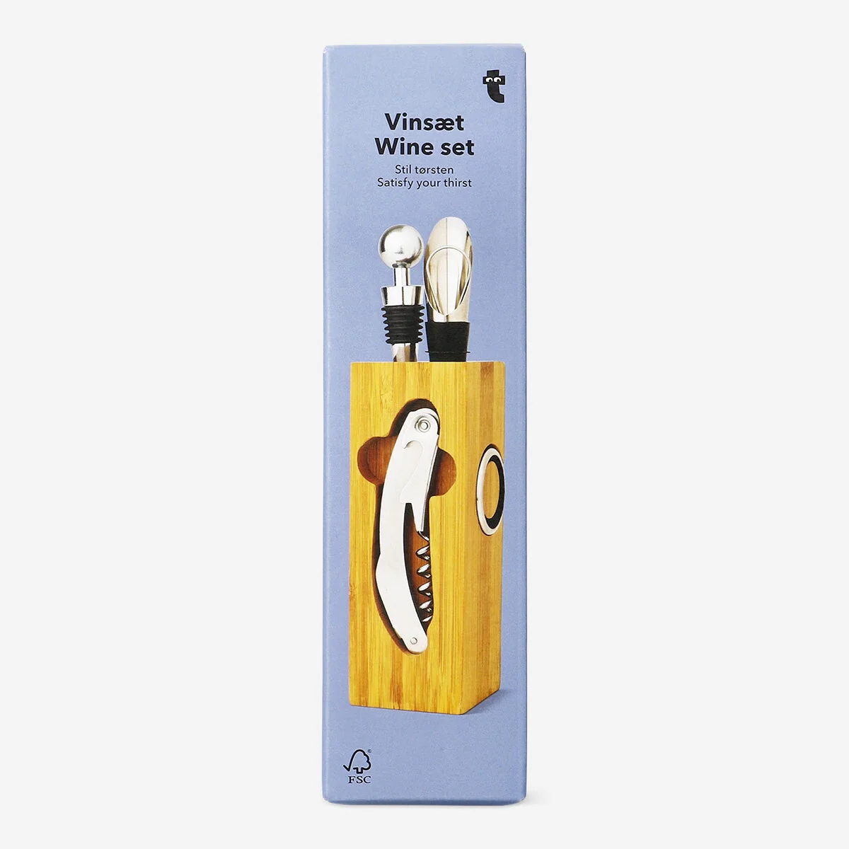 Wine set in wooden holder - Image 3