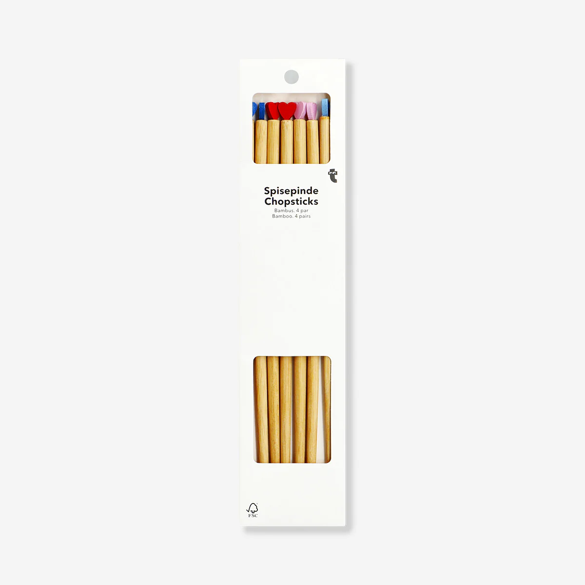 Wood chopsticks with heart toppers - 4 pcs - Image 3