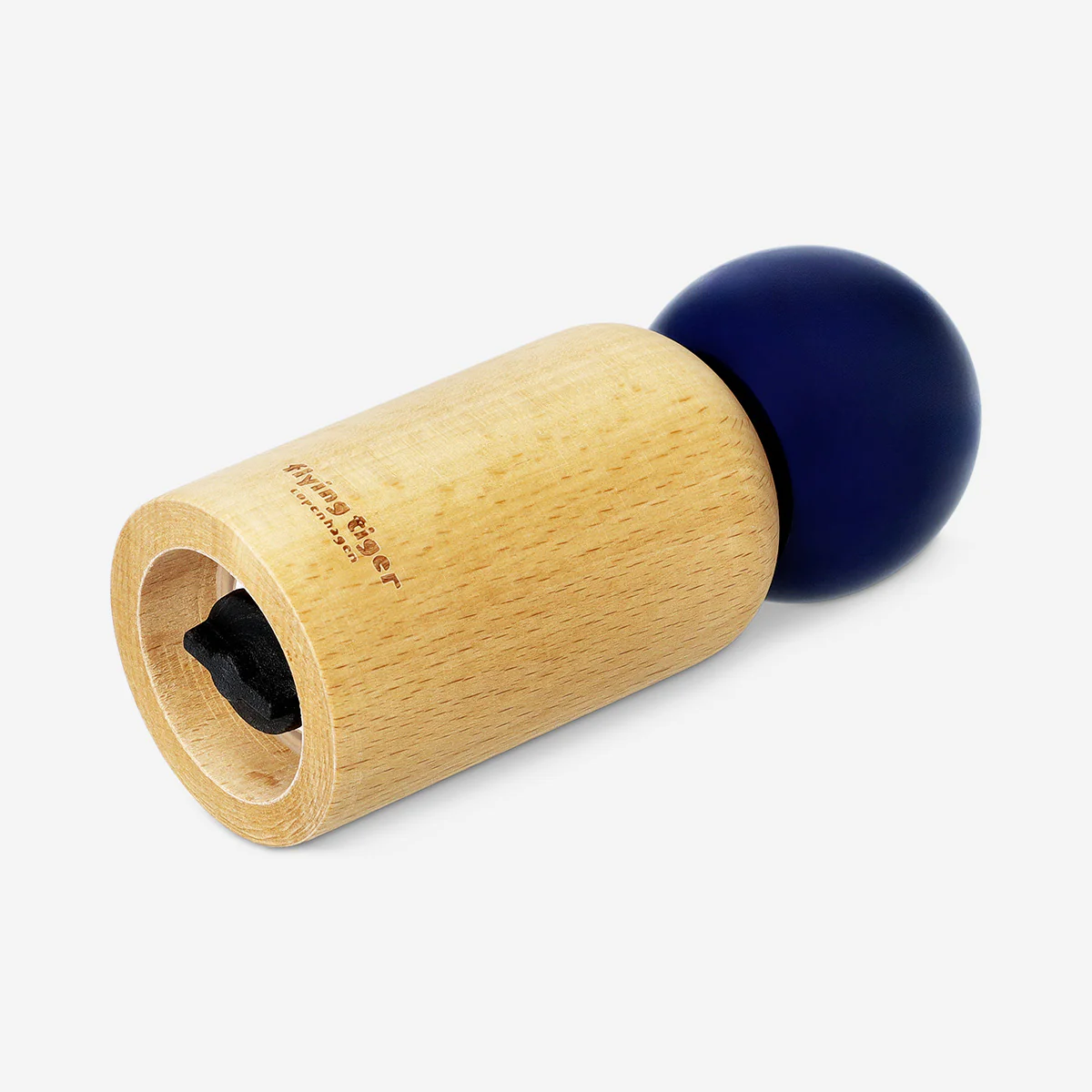 Wooden salt and pepper mill with blue ceramic top - 13 cm - Image 3