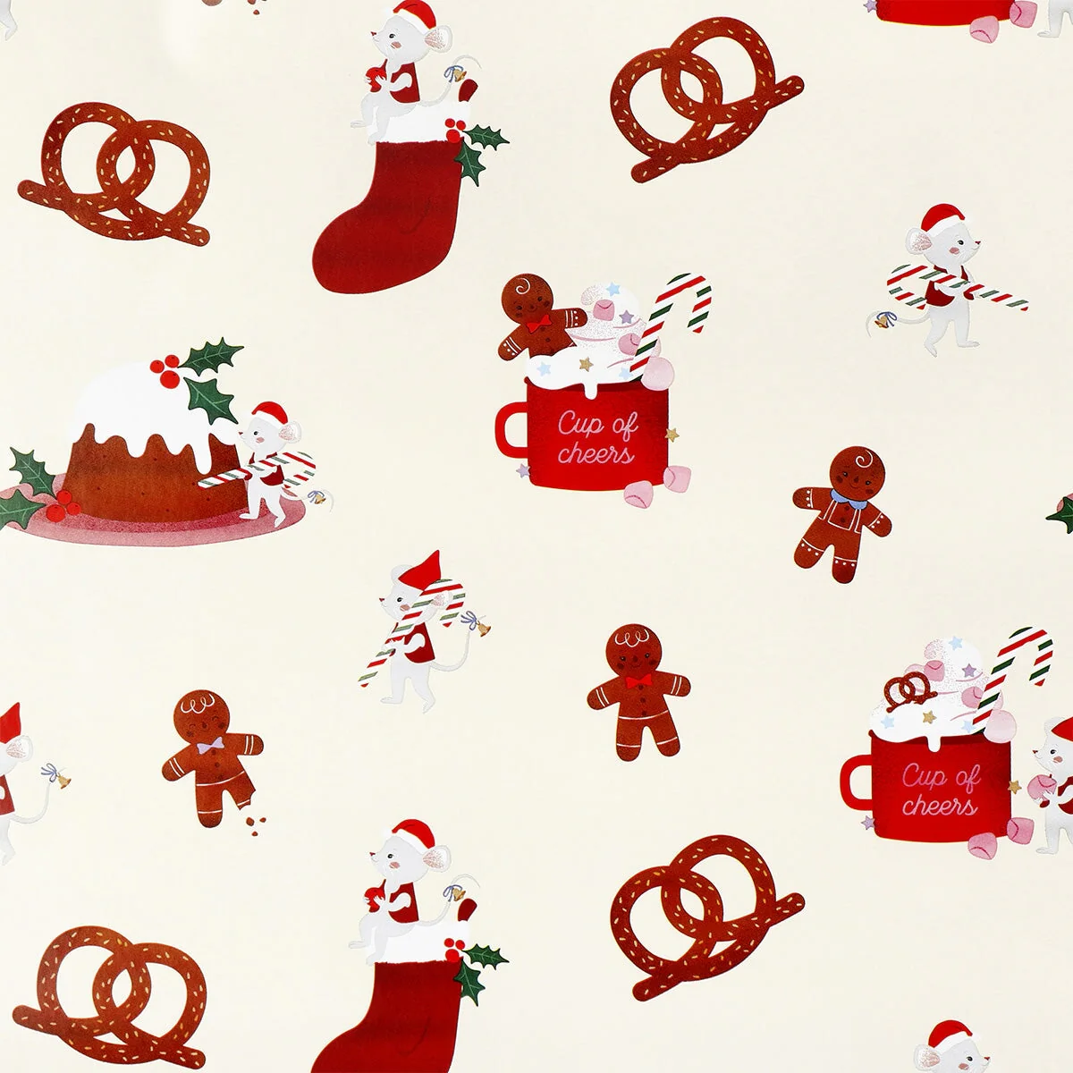 400 cm Wrapping paper - Gingerbread people and hot chocolate - Image 2